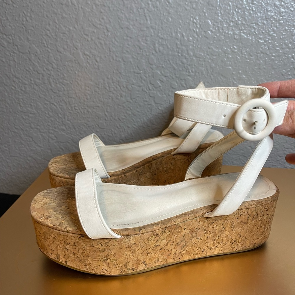 White strap platform sandals